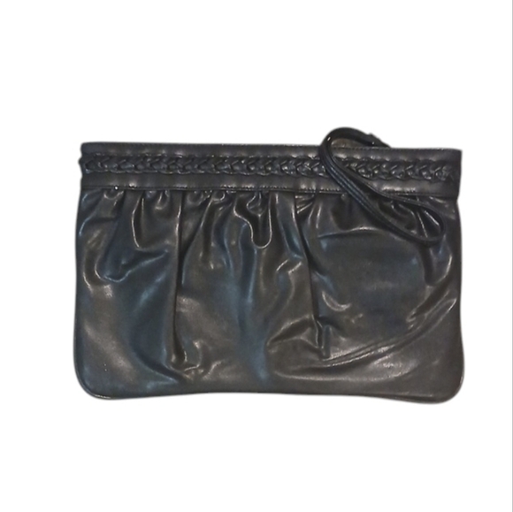 Elegant Black Leather Clutch - Picture 1 of 2